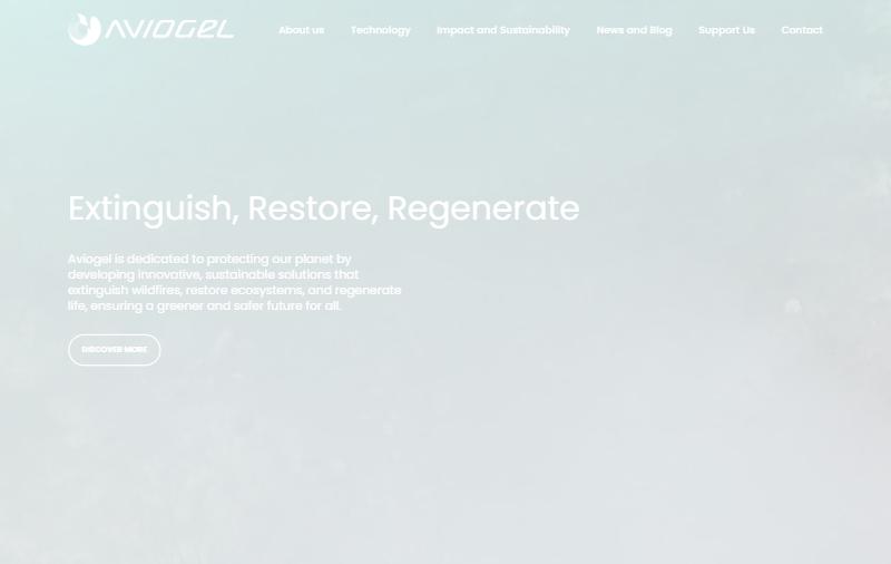 Aviogel website — Extinguish, Restore, Regenerate